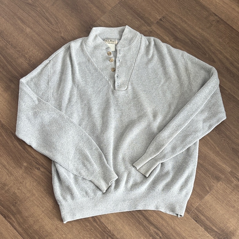 Vintage L.L. Bean Light Gray cotton knit Sweater